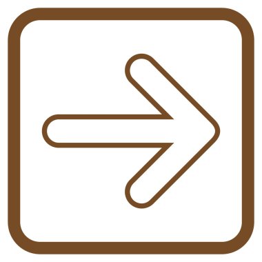 Yuvarlak ok doğru vektör simgesi bir çerçeve içinde