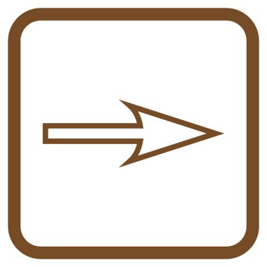 Keskin ok doğru vektör simgesi bir çerçeve içinde