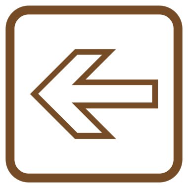 Ok sol vektör simgesi bir çerçeve içinde