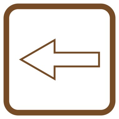 Ok sol vektör simgesi bir çerçeve içinde