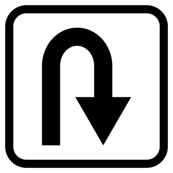 U Turn Vector Icon In een Frame — Stockvector