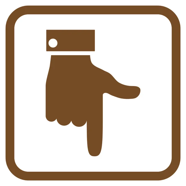 Ponteiro de mão para baixo vetor ícone em uma moldura —  Vetores de Stock