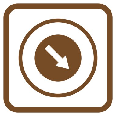 Aşağı doğru yuvarlak ok vektör simgesi bir çerçeve içinde