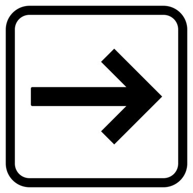 Sağ ok vektör simgesi bir çerçeve içinde