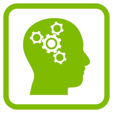 Beyin mekanik vektör simgesi bir çerçeve içinde