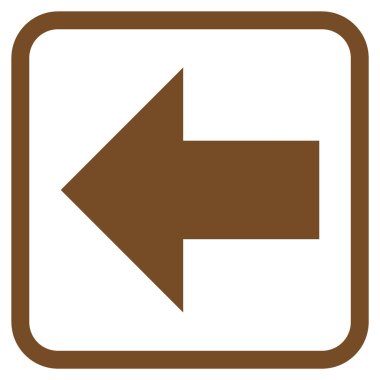 Ok sol vektör simgesi bir çerçeve içinde