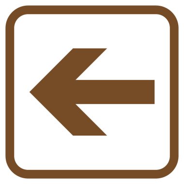 Ok sol vektör simgesi bir çerçeve içinde