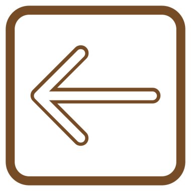 Ok sol vektör simgesi bir çerçeve içinde