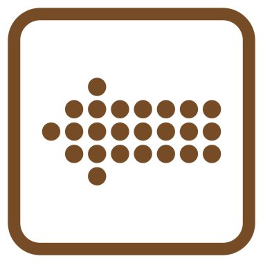 Noktalı ok sol vektör simgesi bir çerçeve içinde