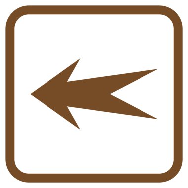 Ok sol vektör simgesi bir çerçeve içinde