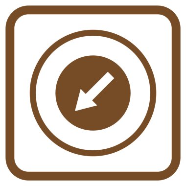 Aşağı sol yuvarlak ok vektör simgesi bir çerçeve içinde