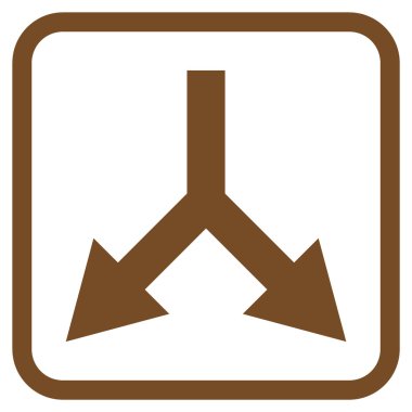 Vektör simgesi bir çerçeve içinde aşağı çatallanma ok