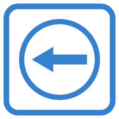 Sol ok vektör simgesi bir çerçeve içinde yuvarlak