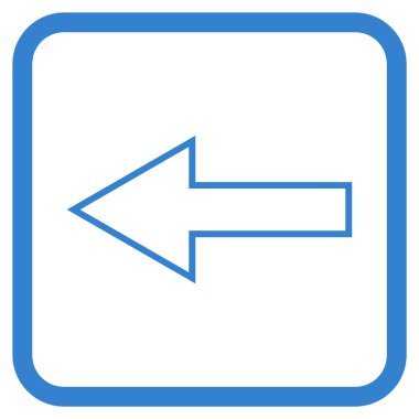 Ok sol vektör simgesi bir çerçeve içinde