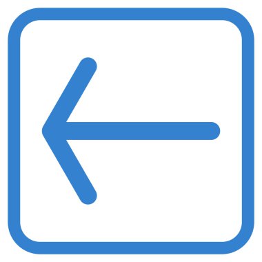 Ok sol vektör simgesi bir çerçeve içinde