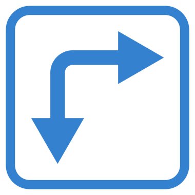 Vektör simgesi bir çerçeve içinde aşağı doğru çatallanma ok