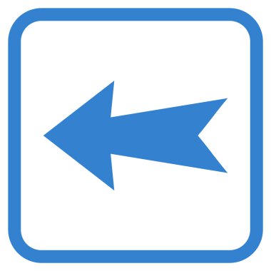 Ok sol vektör simgesi bir çerçeve içinde