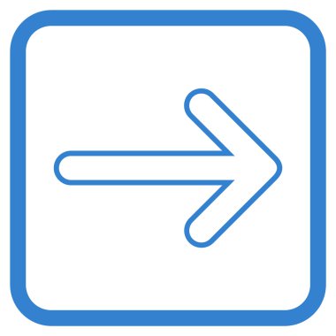 Yuvarlak ok doğru vektör simgesi bir çerçeve içinde