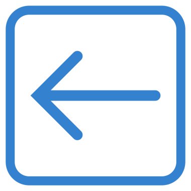 Ok sol vektör simgesi bir çerçeve içinde