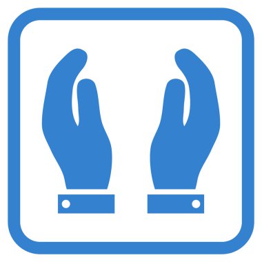 Bakım el vektör simgesi bir çerçeve içinde