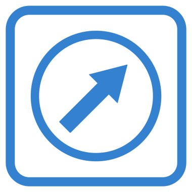 Yukarı sağ yuvarlak ok vektör simgesi bir çerçeve içinde