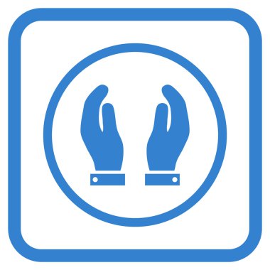 Bakım el vektör simgesi bir çerçeve içinde