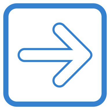 Yuvarlak ok doğru vektör simgesi bir çerçeve içinde