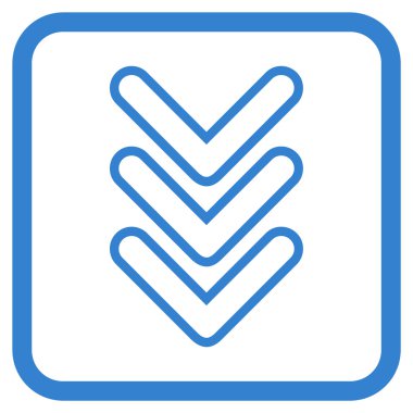 İşaretçi vektör simgesi bir çerçeve içinde aşağı üçlü