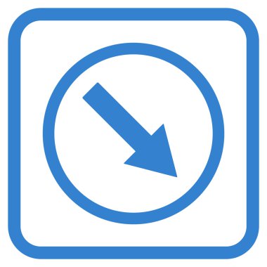 Aşağı doğru yuvarlak ok vektör simgesi bir çerçeve içinde