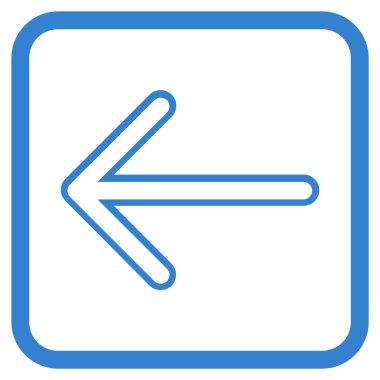 Ok sol vektör simgesi bir çerçeve içinde