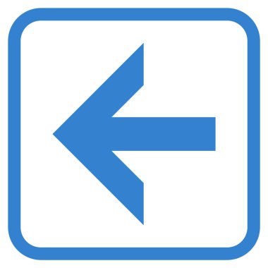 Ok sol vektör simgesi bir çerçeve içinde