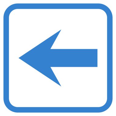 Ok sol vektör simgesi bir çerçeve içinde