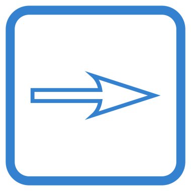 Keskin ok doğru vektör simgesi bir çerçeve içinde