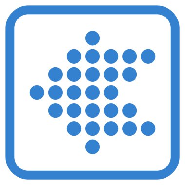 Noktalı ok sol vektör simgesi bir çerçeve içinde