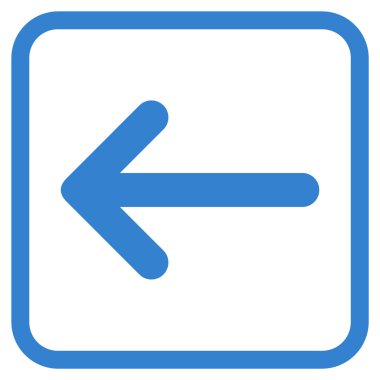 Ok sol vektör simgesi bir çerçeve içinde