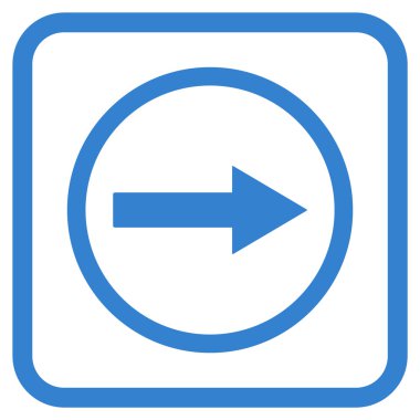 Sağ ok vektör simgesi bir çerçeve içinde yuvarlak