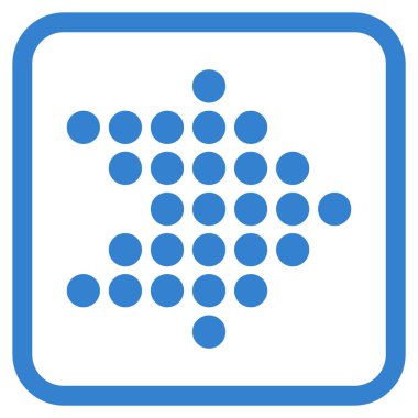 Noktalı ok doğru vektör simgesi bir çerçeve içinde