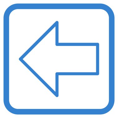 Ok sol vektör simgesi bir çerçeve içinde