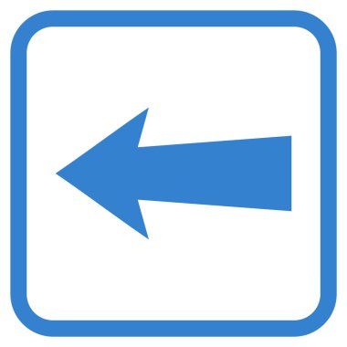 Ok sol vektör simgesi bir çerçeve içinde