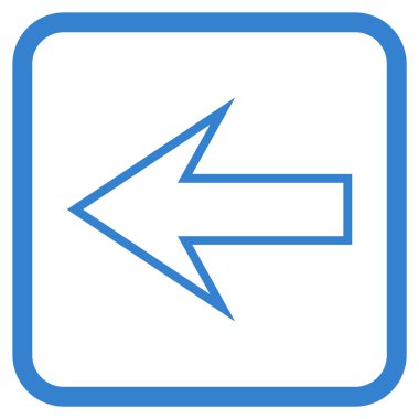 Ok sol vektör simgesi bir çerçeve içinde