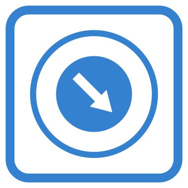 Aşağı doğru yuvarlak ok vektör simgesi bir çerçeve içinde