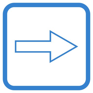 Ok sağ vektör simgesi bir çerçeve içinde