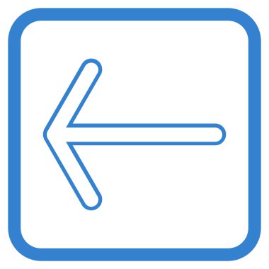 Ok sol vektör simgesi bir çerçeve içinde