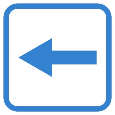 Ok sol vektör simgesi bir çerçeve içinde