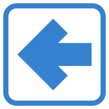 Ok sol vektör simgesi bir çerçeve içinde