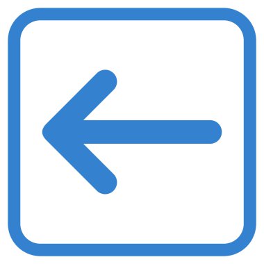 Ok sol vektör simgesi bir çerçeve içinde