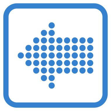 Noktalı ok sol vektör simgesi bir çerçeve içinde