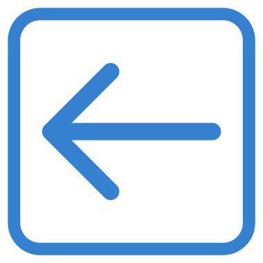 Ok sol vektör simgesi bir çerçeve içinde