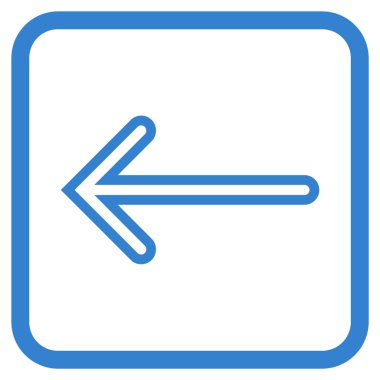 Ok sol vektör simgesi bir çerçeve içinde