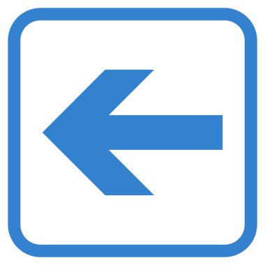 Ok sol vektör simgesi bir çerçeve içinde